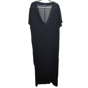Lacausa Sheer Maxi Dress Womens Small Black Relaxed Beach Cover Up Goth Witchy‎